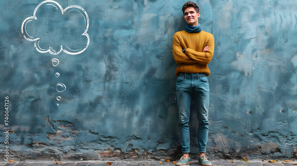 Obraz premium young man with a thought bubble