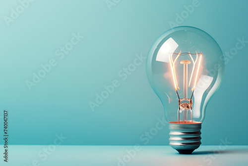 Light bulb on pastel blue background. concept idea