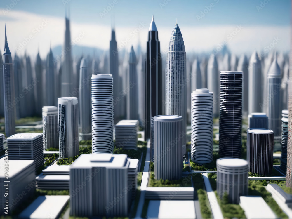 Obraz premium A model of a city of the future.