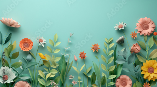Natural Spring flowers background with copy space for greeting card, banner photo