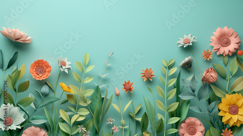 Natural Spring flowers background with copy space for greeting card, banner
