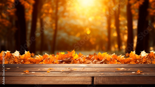 autumn background. wooden bench in the fall park.