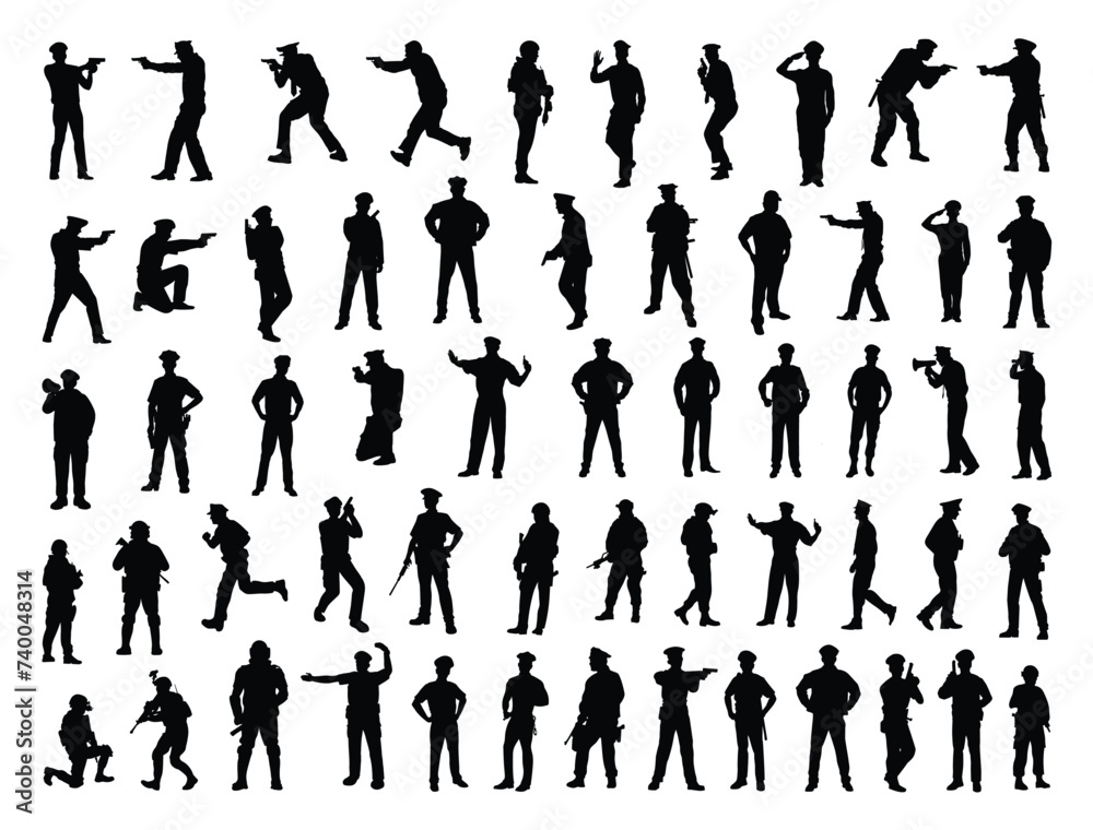 Police silhouette vector art white background Police silhouette vector art white background