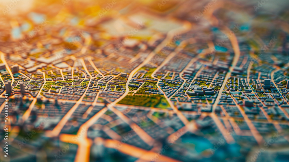 Map of the city with relief Map of the city with relief