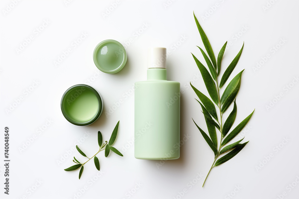 Top view of cream bottle or skincare, lotion for face on white background, cosmetics packaging. Top view of cream bottle or skincare, lotion for face on white background, cosmetics packaging.