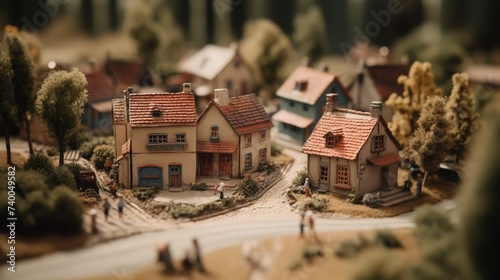 a small replica of a village made of wood