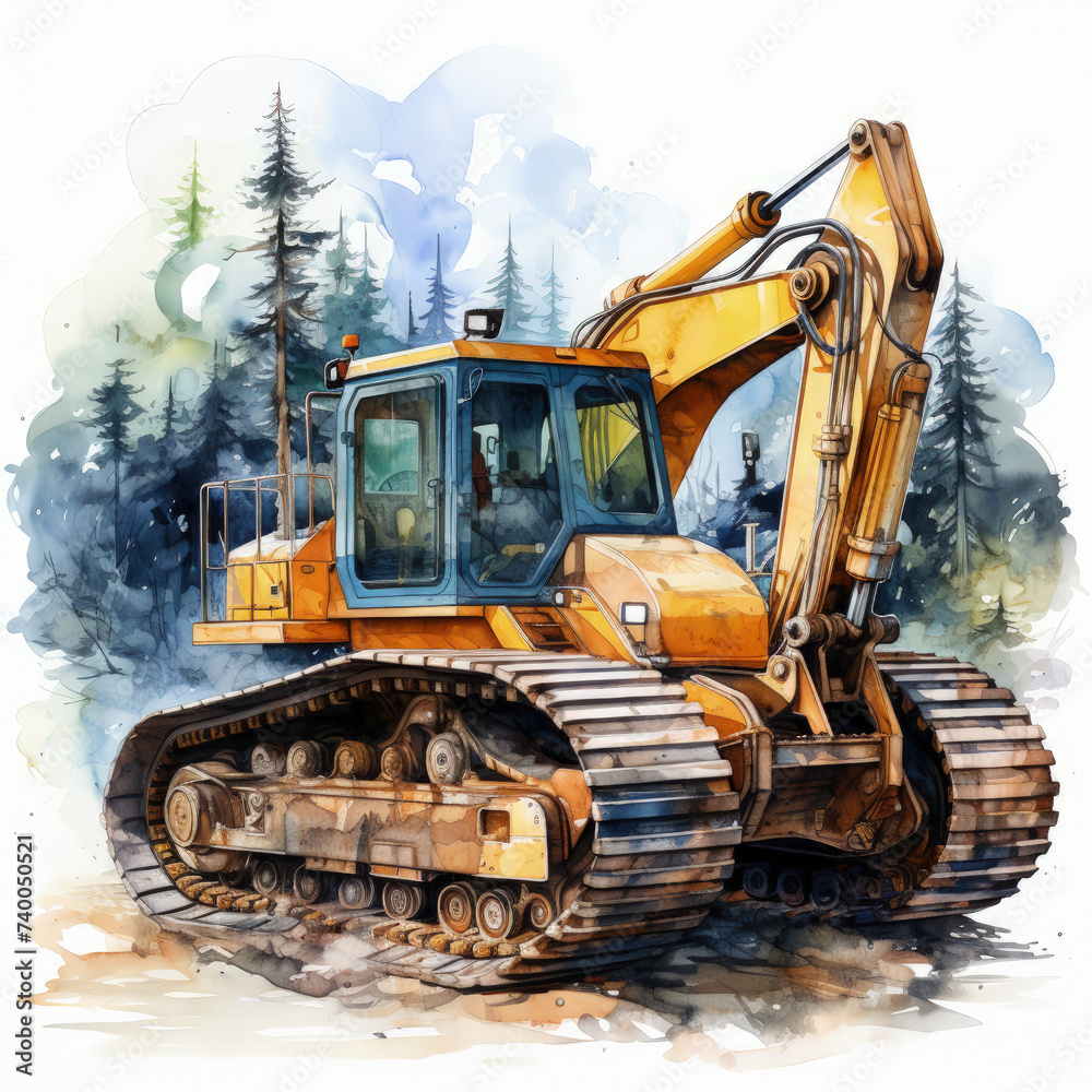 watercolor Construction Vehicle clipart, Generative Ai watercolor Construction Vehicle clipart, Generative Ai