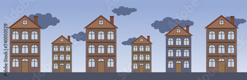 Minimalism of urban buildings. The minimum suburban residential building of vector illustrations. The structure of the city residential appearance.