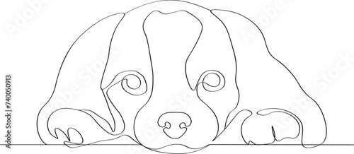 Continuous one line drawing. dog logo. Black and white illustration.