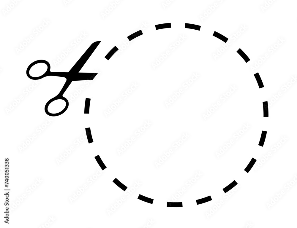Cut Here Symbol with Scissors circle shape black line color vector 10 eps Cut Here Symbol with Scissors circle shape black line color vector 10 eps