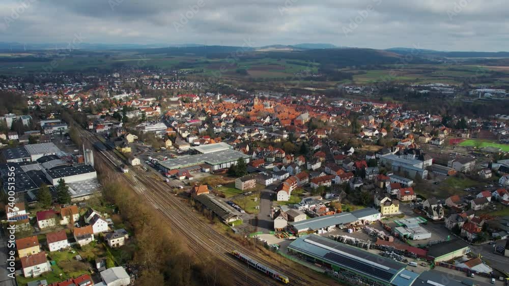 Aerial around the city Alsfeld
in Germany on a sunny afternoon in autumn Aerial around the city Alsfeld
in Germany on a sunny afternoon in autumn
