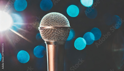 Vibrant Stage Spotlight on a Crystal Clear Singing Mic