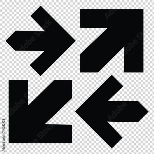 Four arrows icon. Different direction. Navigation concept. Cursor sign. Simple line art. Vector illustration. Stock image. EPS 10. 19