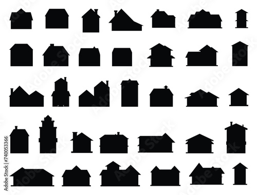 House icons silhouette vector art white background
