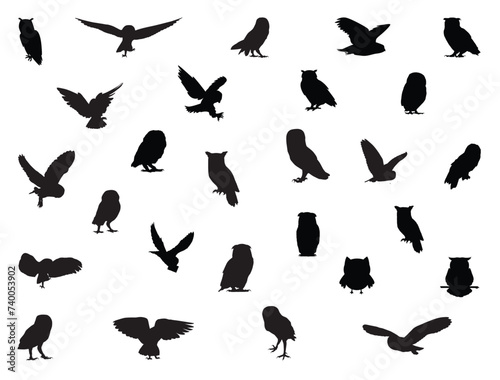 Owl silhouette vector art white background