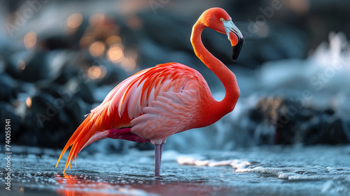 close up wildlife photography  authentic photo of a flamingo in natural habitat  taken with telephoto lenses  for relaxing animal wallpaper and more