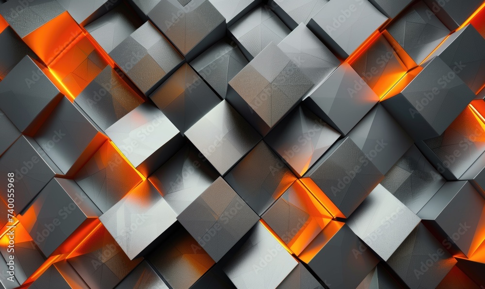 Glowing 3D dimensional textured orange and grey business or decorative wallpaper background Glowing 3D dimensional textured orange and grey business or decorative wallpaper background