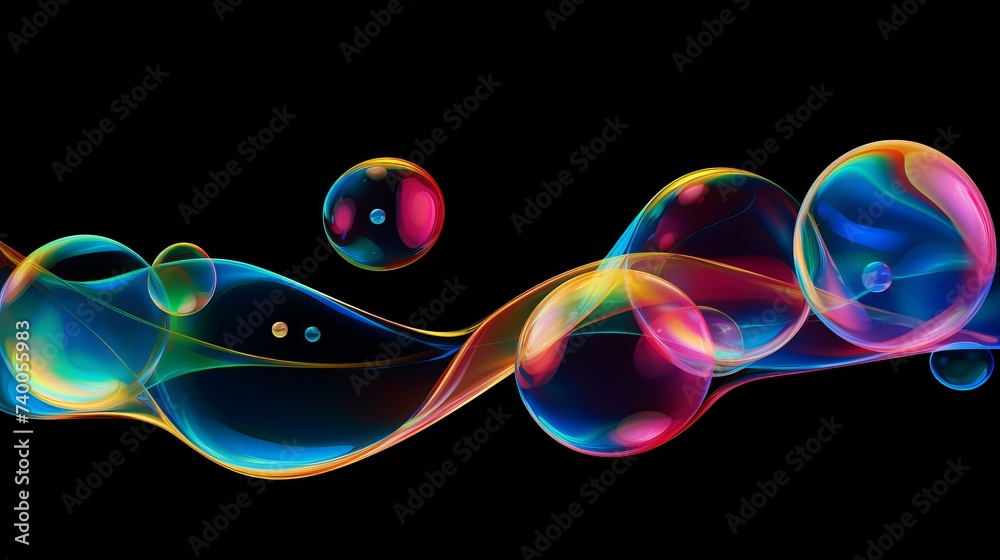 Abstract colorful soap bubbles wallpaper isolated on black background Abstract colorful soap bubbles wallpaper isolated on black background