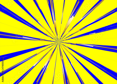 Dynamic yellow sunburst background intersected by blue stripes vector 10 eps