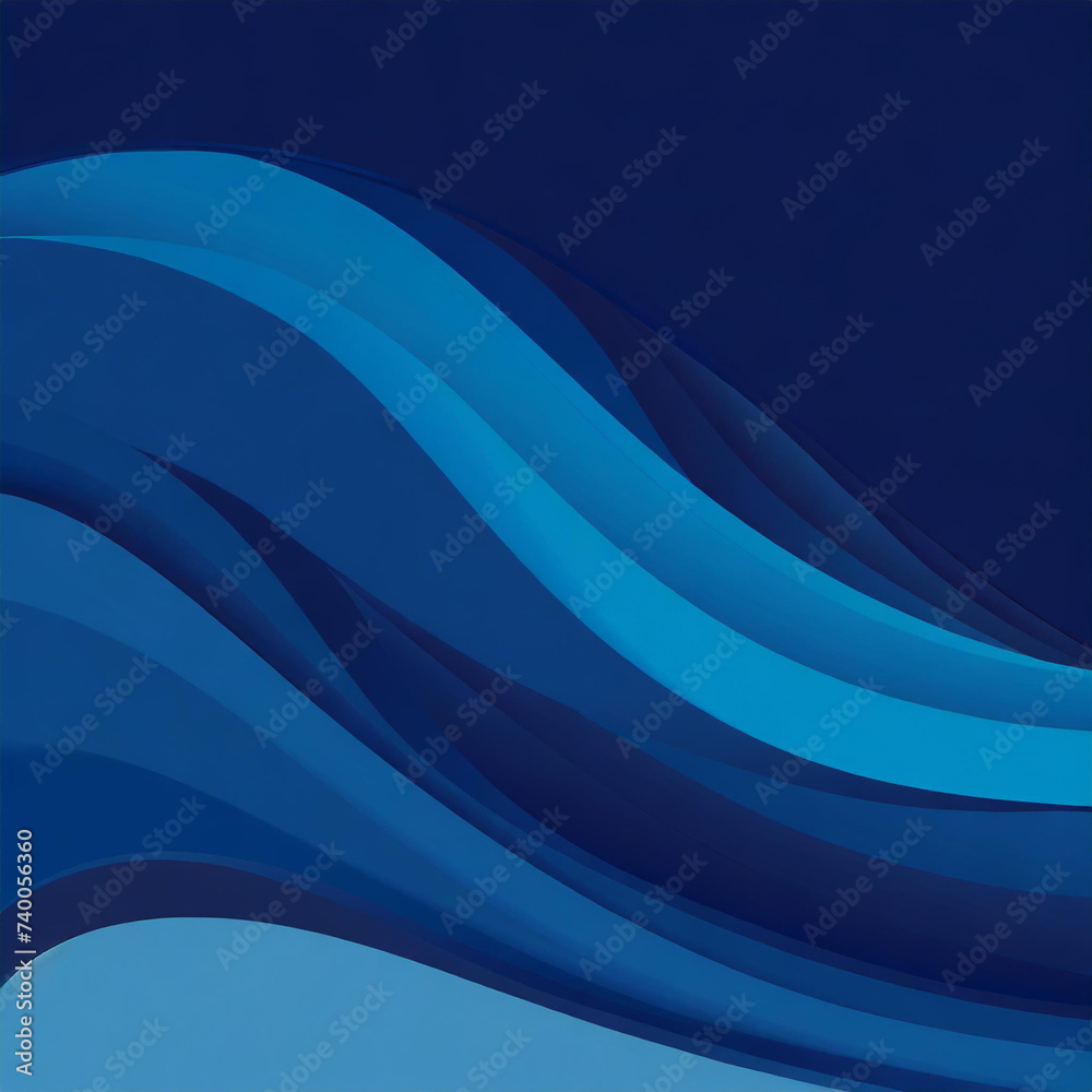 Obraz premium Dark blue paper waves abstract banner design. Elegant wavy vector background