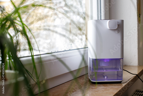 dehumidifier, humidity indicator. Humid air at home.