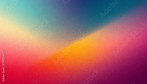 Retro grainy color gradient background pink blue yellow purple orange red noise texture banner