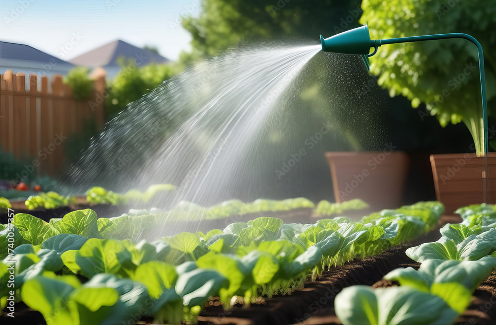 Automatic watering of vegetable beds in the garden. Irrigation system ...