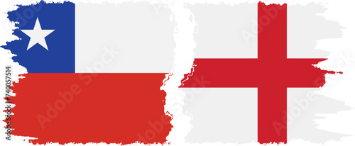 England and Chile grunge flags connection vector photo
