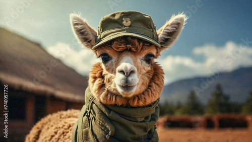 Adorable Alpaca Wearing a Hat portrait