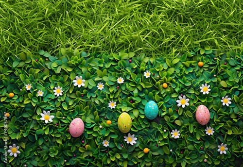 easter eggs in grass on the grass