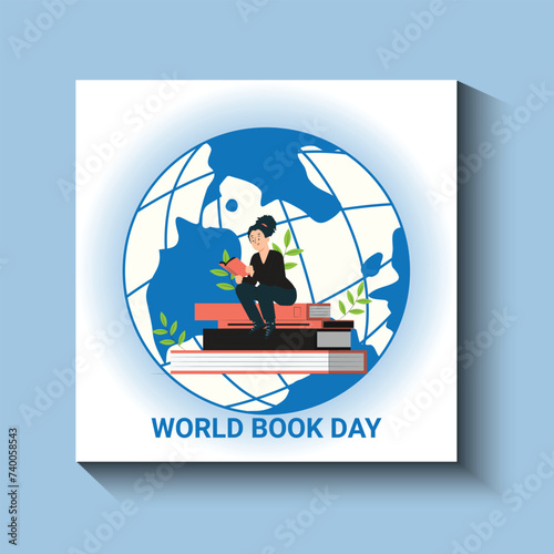 World Book Day Concept. Globe shapes with the book. world book the day 