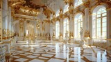 gold marble interior of the royal palace. golden palace. castle interior.
