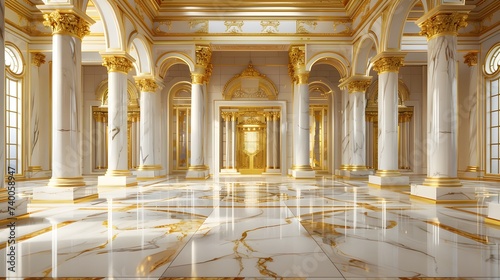 gold marble interior of the royal palace. golden palace. castle interior. 