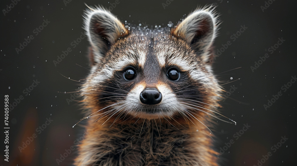 Fototapeta premium close up wildlife photography, authentic photo of a cute raccoon in natural habitat, taken with telephoto lenses, for relaxing animal wallpaper and more
