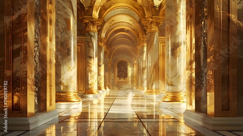 gold marble interior of the royal palace. golden palace. castle interior. 