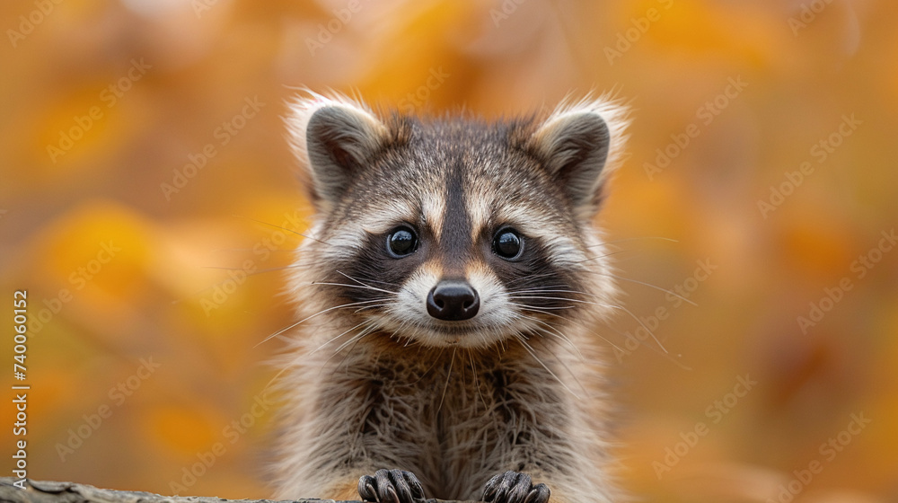 close up wildlife photography, authentic photo of a cute raccoon in natural habitat, taken with telephoto lenses, for relaxing animal wallpaper and more