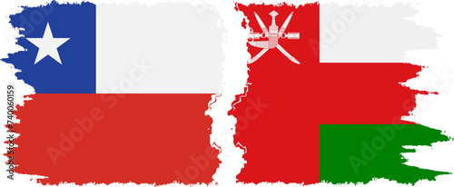 Oman and Chile grunge flags connection vector