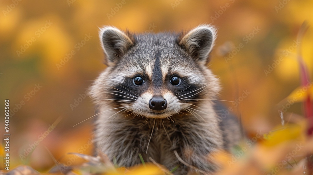 close up wildlife photography, authentic photo of a cute raccoon in natural habitat, taken with telephoto lenses, for relaxing animal wallpaper and more