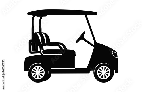 A Club Car black Silhouette  Golf Cart vector isolated on a white background