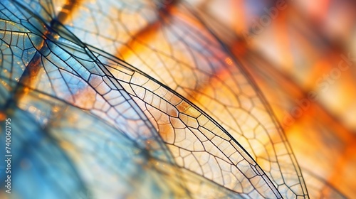 Dragonfly wing close up background with zoomed transparent lattice or macro chitin net