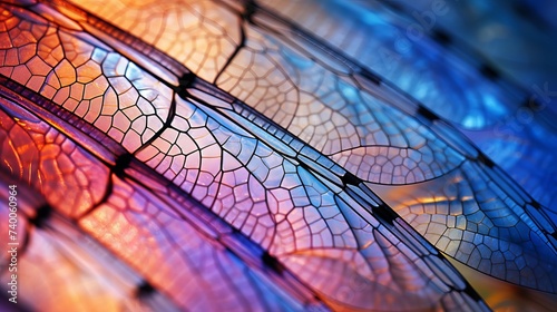 Dragonfly wing close up background with zoomed transparent lattice or macro chitin net photo