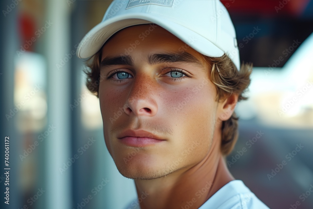 Male Model In White Tshirt And Cap Male Model In White Tshirt And Cap