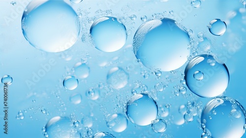 Foam blue texture soap bubbles on the water abstract background
