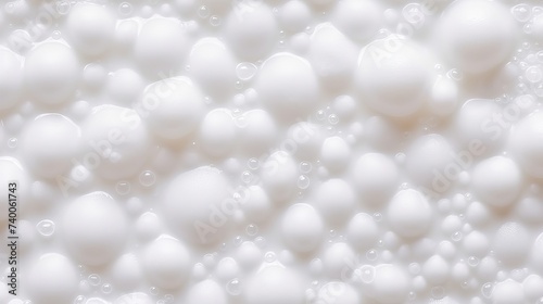 Foam bubble from soap or shampoo washing on top view.Skincare cleanser foam texture