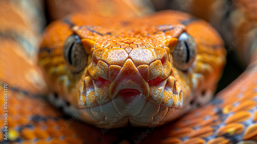 Fototapeta premium close up wildlife photography, authentic macro photo of a snake in natural habitat, taken with telephoto lenses, for relaxing animal wallpaper and more