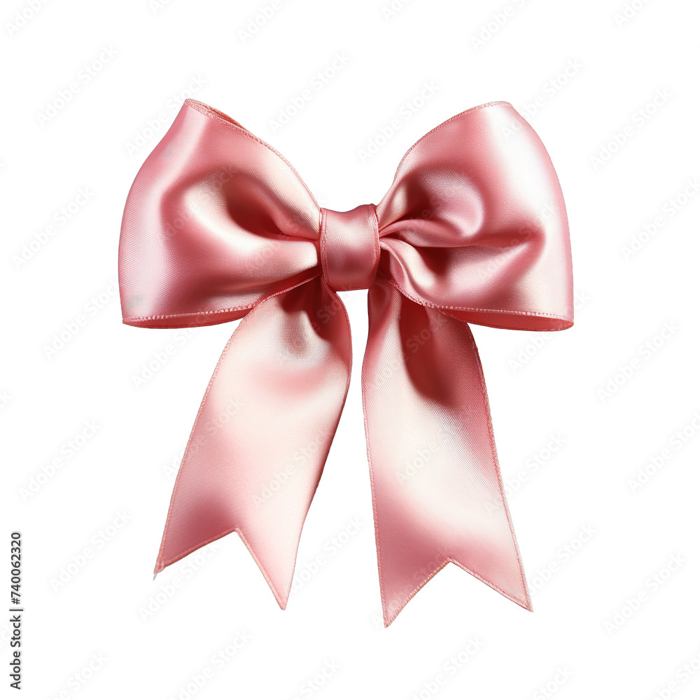 Beautiful Pink Satin Bow: Isolated Cutout on Transparent PNG