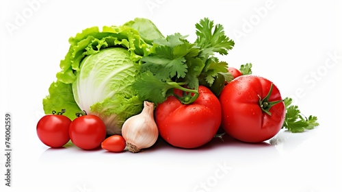 Fresh vegetable with leaves isolated on white background