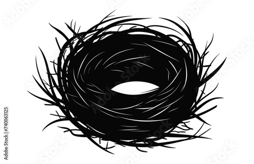 Bird Nest Silhouette vector black Clip art