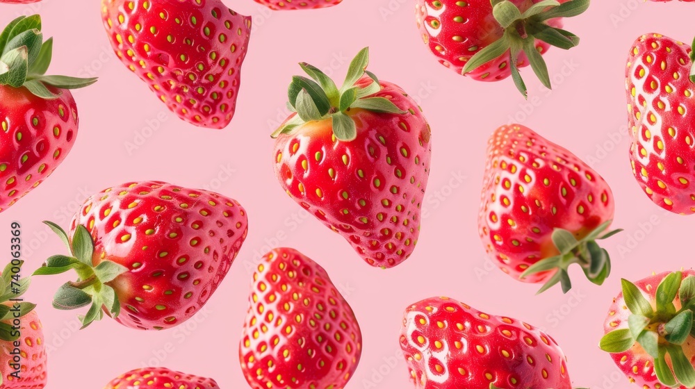 Strawberry background, wallpaper,Juicy ripe strawberries on pink background, top view. Strawberry frame Strawberry background, wallpaper,Juicy ripe strawberries on pink background, top view. Strawberry frame