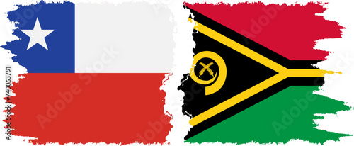 Vanuatu and Chile grunge flags connection vector
